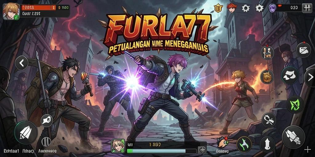 Tampilan gameplay FURLA77 dengan karakter Anime yang beraksi.
