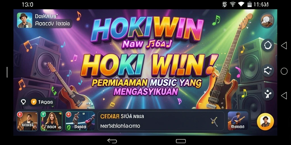 Tampilan gameplay HOKIWIN yang menarik dengan berbagai lagu.