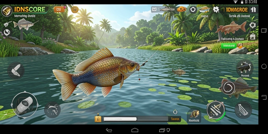 Tampilan menakjubkan dari gameplay memancing di IDNSCORE.