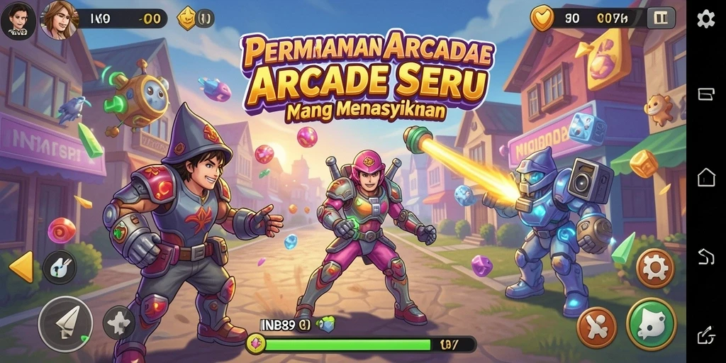 Screenshot utama IND89 menunjukkan serunya gameplay arcade yang menakjubkan.