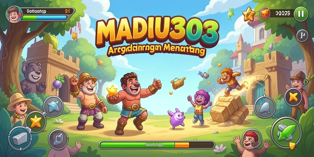 Tampilan gameplay seru dari MADU303 yang penuh warna dan tantangan menarik.
