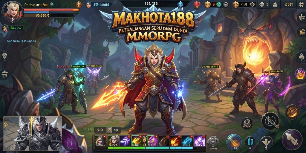 Screenshot gameplay MAHKOTA188 yang menampilkan pertarungan seru dalam MMORPG.