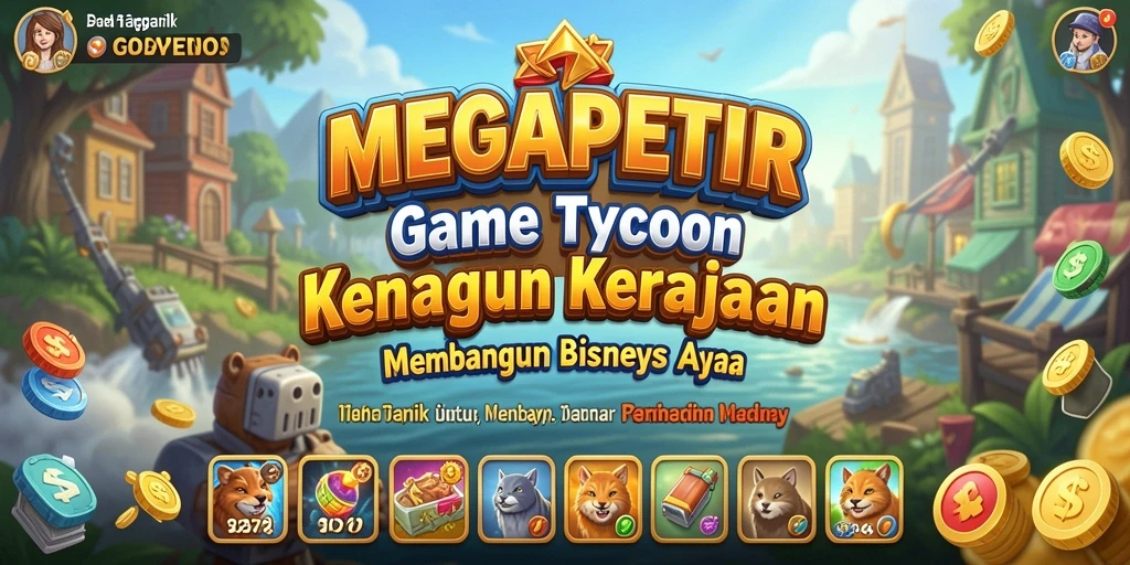 Tampilan gameplay <strong>MEGAPETIR</strong> dengan grafis menarik dan fitur manajemen bisnis.