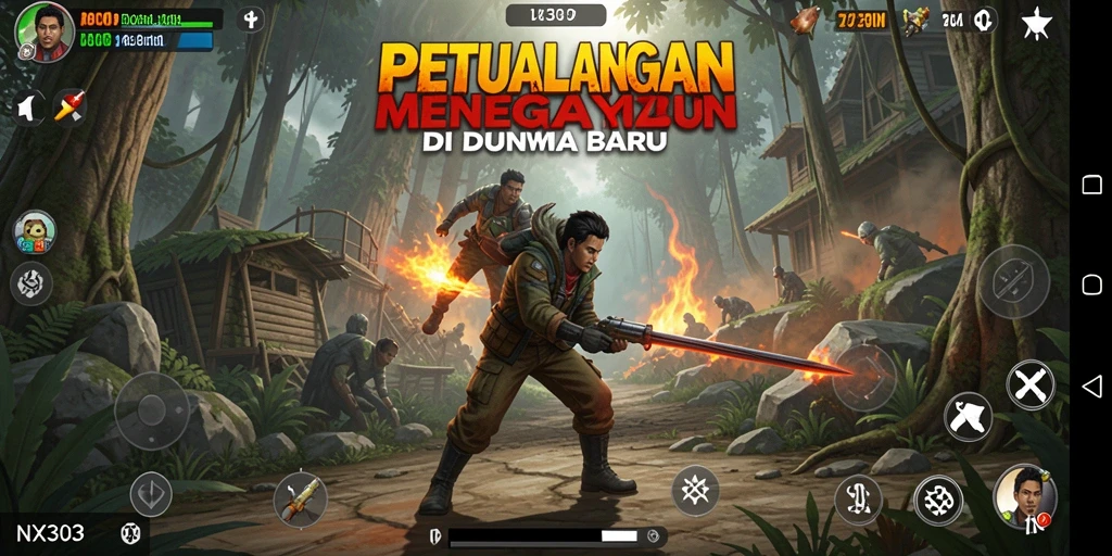Gameplay NX303 yang seru dalam dunia petualangan yang luas.