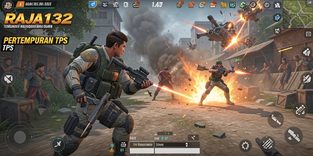 Gameplay seru dalam pertempuran TPS RAJA132 dengan grafis menakjubkan.