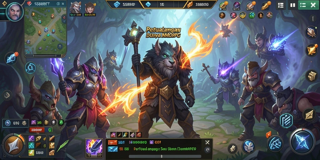 Tangkapan layar gameplay SS88BET menampilkan pertarungan epik dalam dunia MMORPG.
