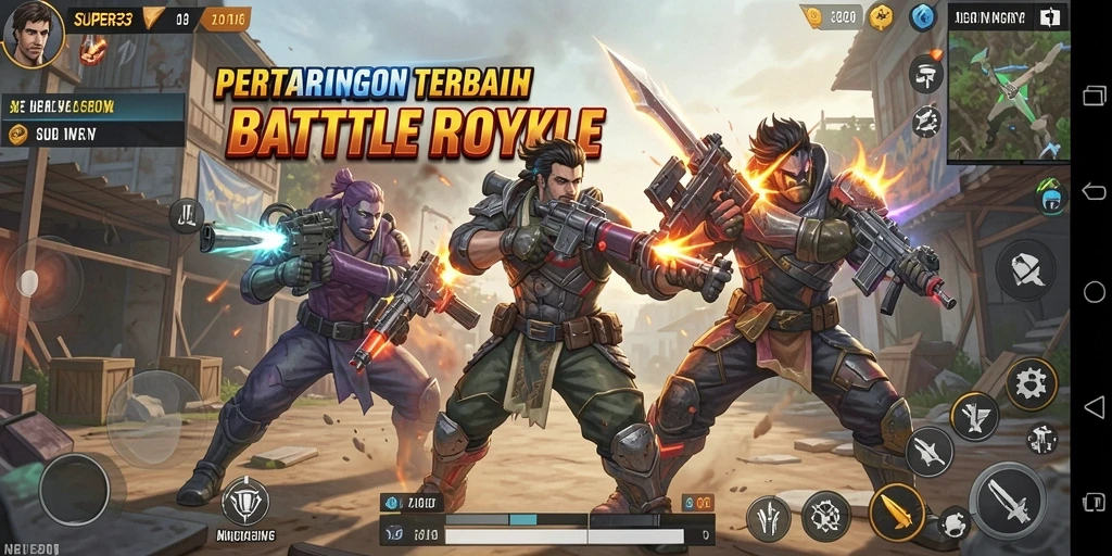 Gameplay mendebarkan di SUPER33 dengan pertarungan intens Battle Royale.